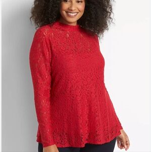 Lane Bryant Red Lace Top - NWT Sz 18/20